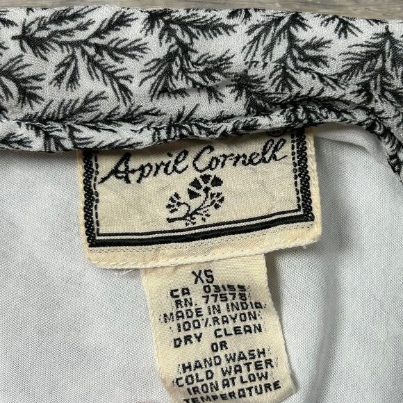 April Cornell Slip Dress Black White Embroidered Cottagecore XS - Picture 5 of 5